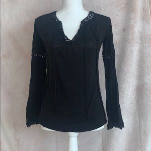 White House Black Market Black Long-Sleeve Tee